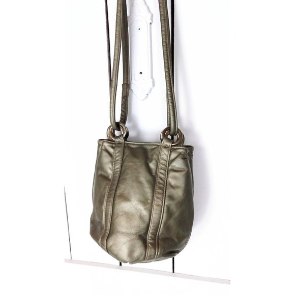 Vintage metallic leather bucket bag/Atalla Handbags/leather shoulder purse - Picture 4 of 4